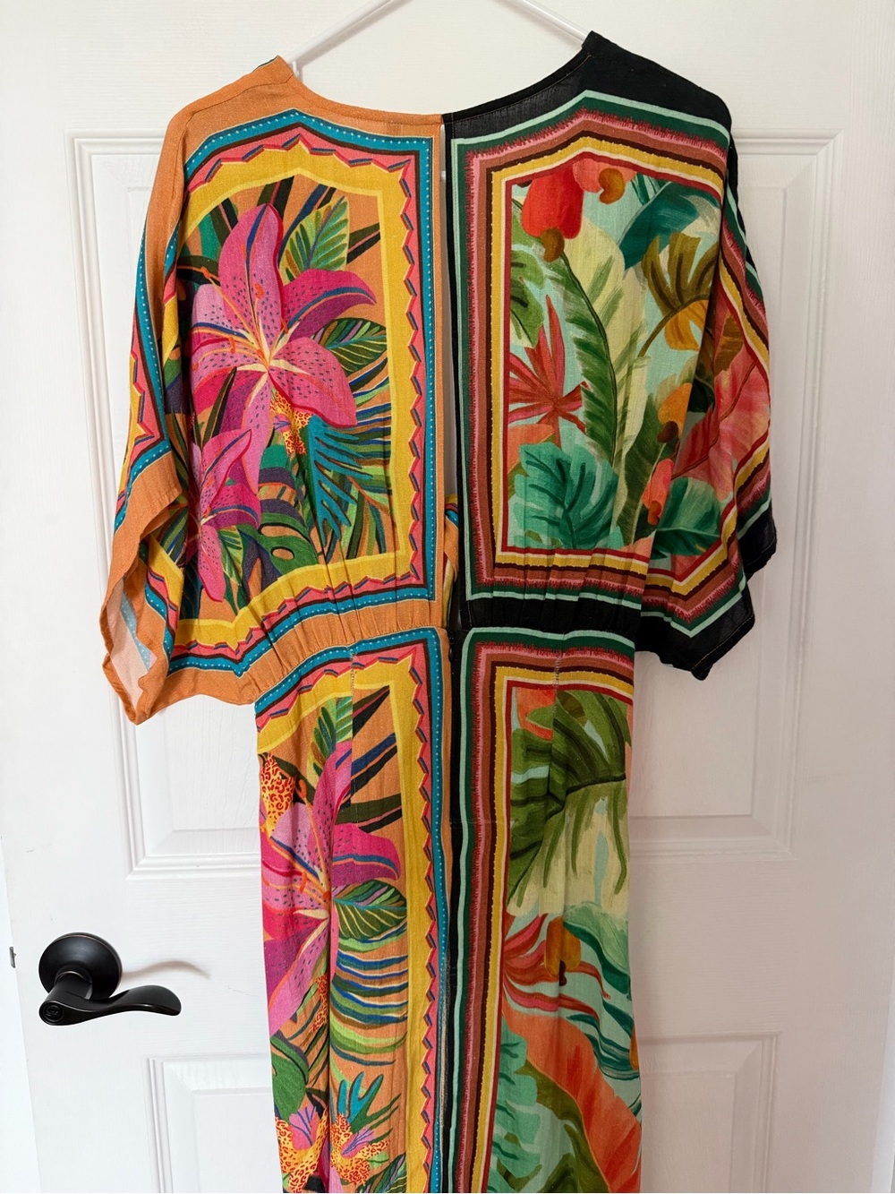 FARM Rio Tropical Floral Tie-Front Maxi Dress in Pink, Green, Yellow, Black - Picture 2 of 2